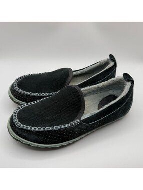 L.L. Bean Mountain Slippers Moccasin Women Size 8M Dark Blue Suede Comfort Cozy